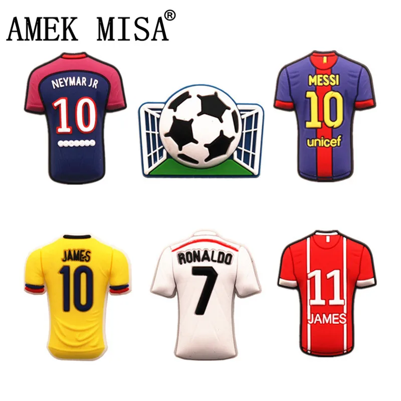 1pcs High Imitation Jersey Style Jibz for Croc Charms Shoes Decoration Accessories PVC Shoe Charms Girl & Boy Kids Gifts F-QY06