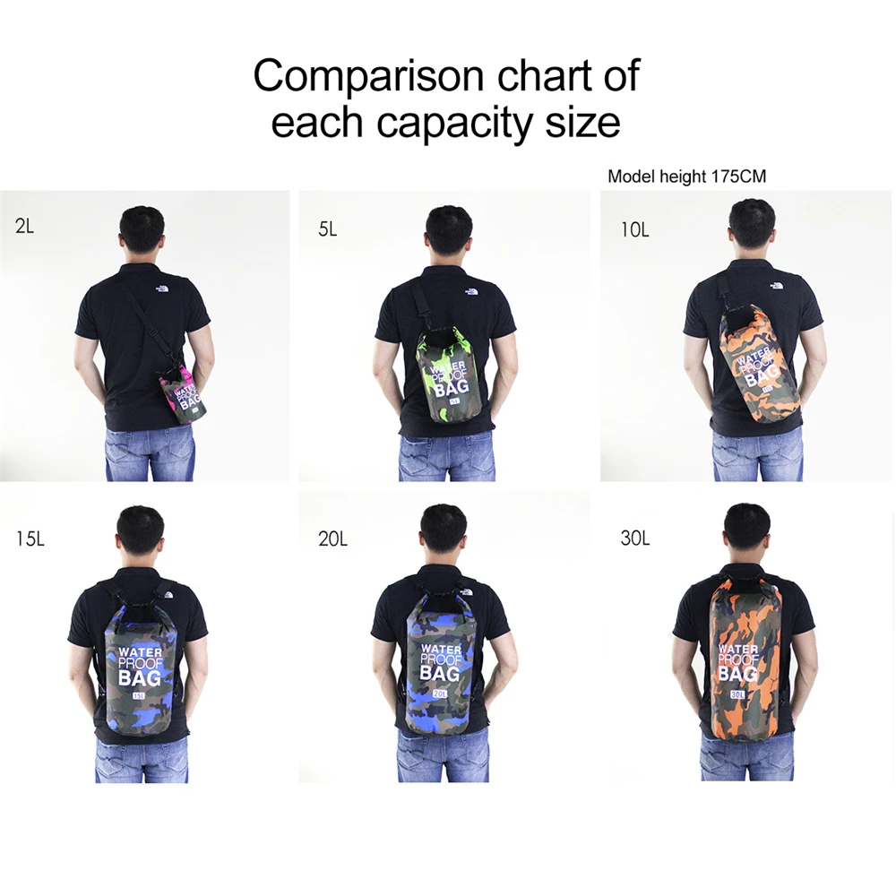 

15L/20L/30L PVC Waterproof Dry Bag Rafting Swimming Floating Boating Outdoor Fishing Cycling Backpack Large Capacity Storage Bag