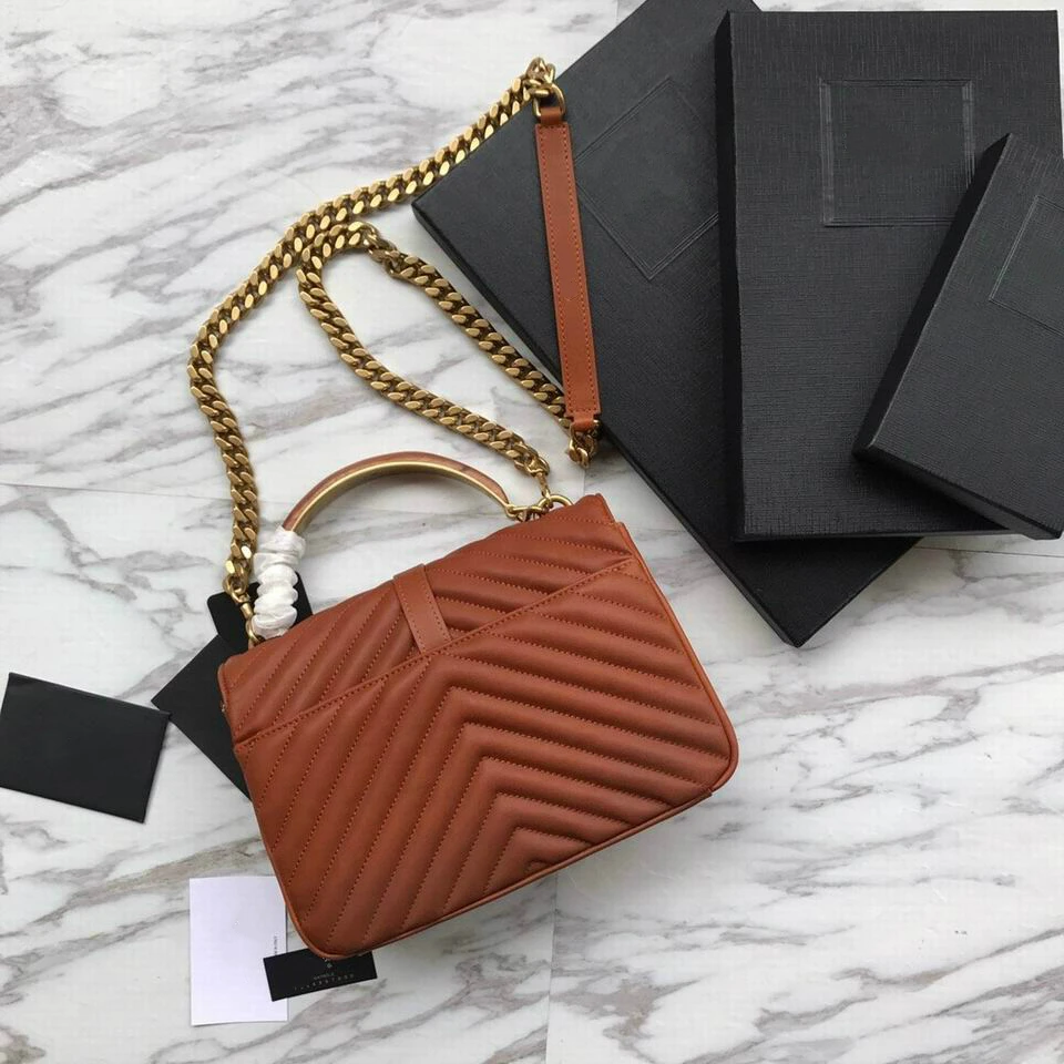 

Luxury famous brand high postman bag two color leather hardware with wooden portable leather handbag