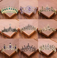 vintage baroque queen crown and tiara crystal rhinestone crown bridal diadem hair jewelry wedding hair accessories party tiaras