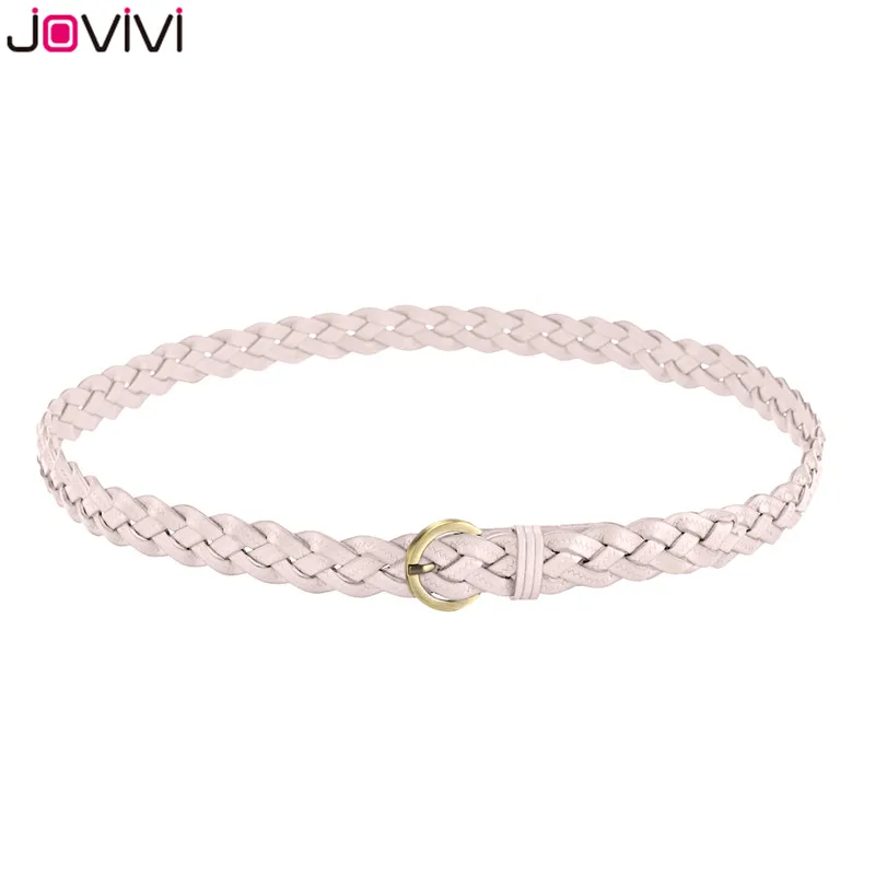 Jovivi 1x пояса из натуральной кожи женские плетеные ремни из воловьей кожи тонкие женские ремни для женщин джинсовое платье модный ремень подарок на день рождения