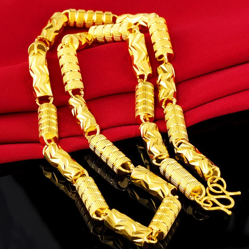 Ожерелье с подвеской из натурального 24-каратного чистого золота 8 мм 60 см |