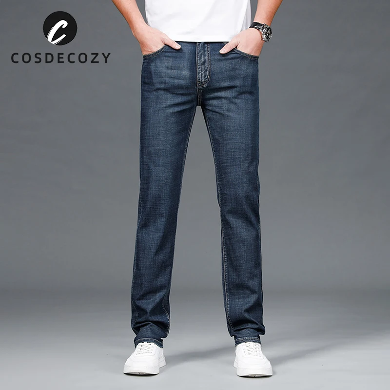 

Cosdecozy Men Casual Denim Pants 2021 New Classic Style Straight Loose Zipper Jeans Trousers Male Brand Clothes