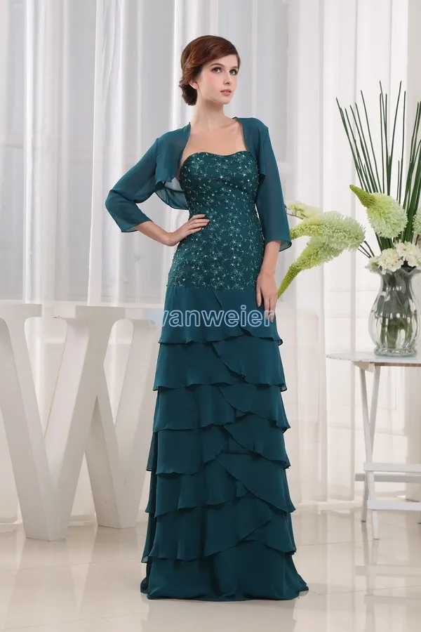 

free shipping فستان سهرة brides maid maxi long real photo green lace chiffon mother of the bride dresses with jacket