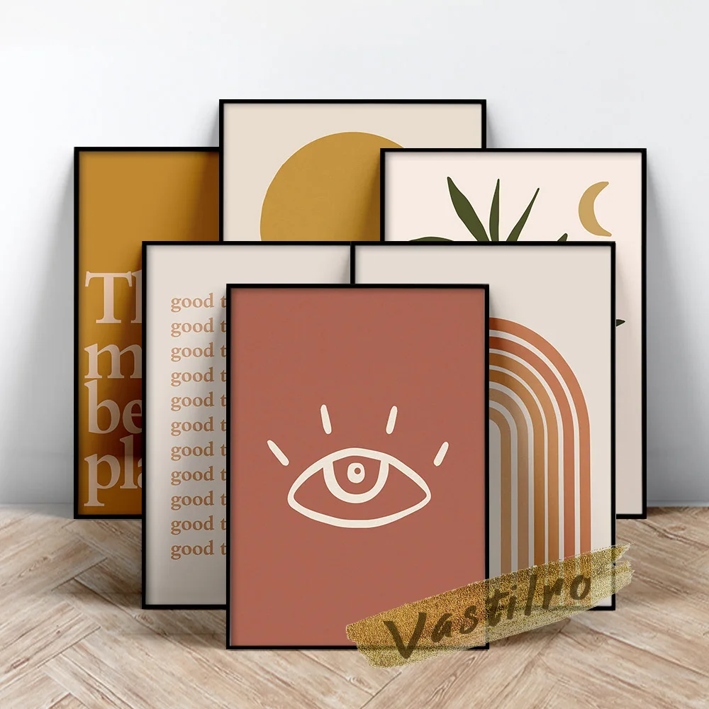 

Sun Wall Art Abstract Mountain Water Print Line Bohemian Poster, Modern Simple Canvas Painting Office Living Room Home Decor