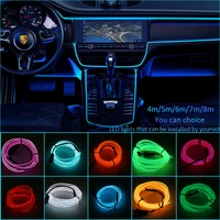3 4 5 6 pcs car interior led decorative lamp el wiring neon strip for auto diy flexible ambient light usb party atmosphere diode