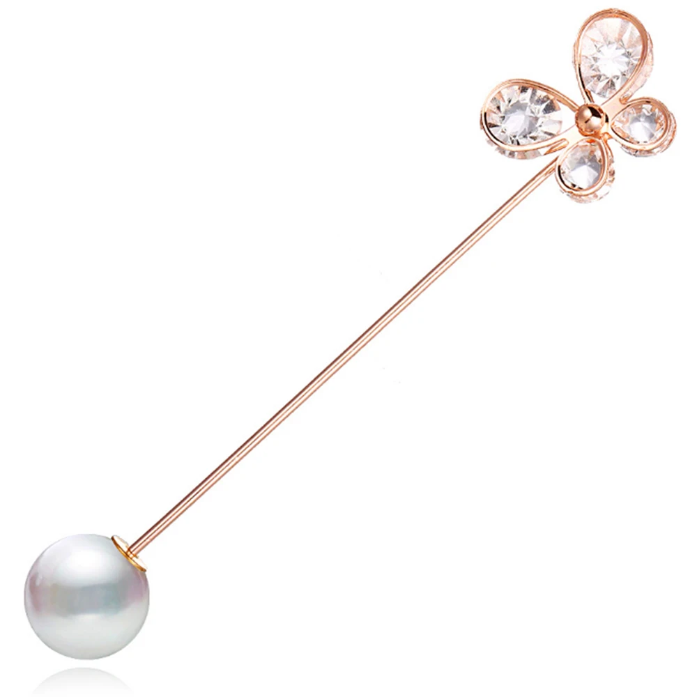 Женская Винтажная брошь с искусственным жемчугом Большая Золотая двойной