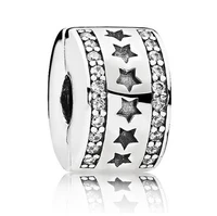 genuine 925 sterling silver charm starry formation with crystal clip lock stopper beads fit pan bracelet necklace jewelry