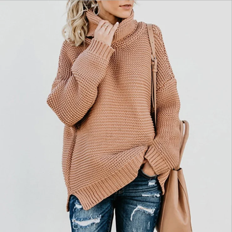 

Autumn 2020 winter new fashion home knitwear thick thread long sleeve turtleneck sweater women's clothing in a variety of colors