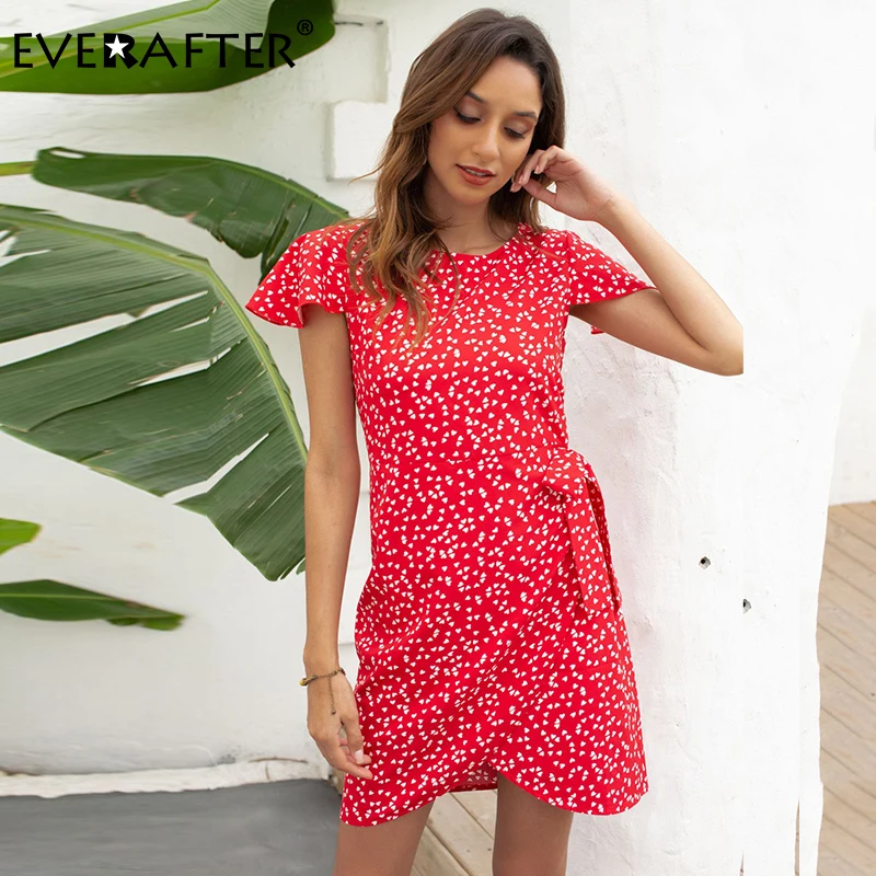 Женское короткое пляжное платье EVERAFTER облегающее с круглым вырезом коротким