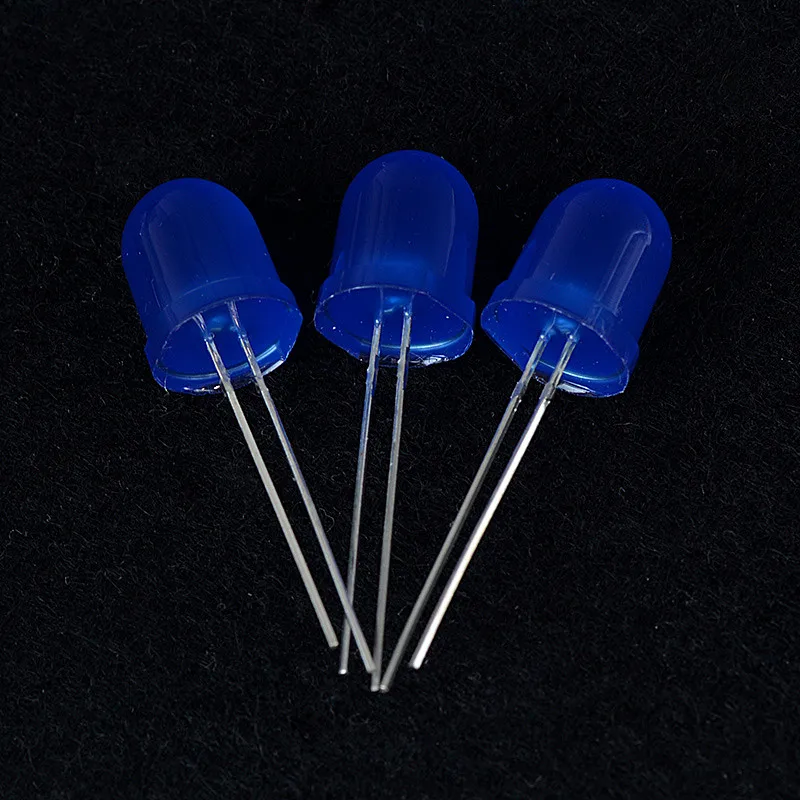 50 шт. 10 мм диффузный Светодиодный круглый синий светильник 20 мА 3 в сквозное