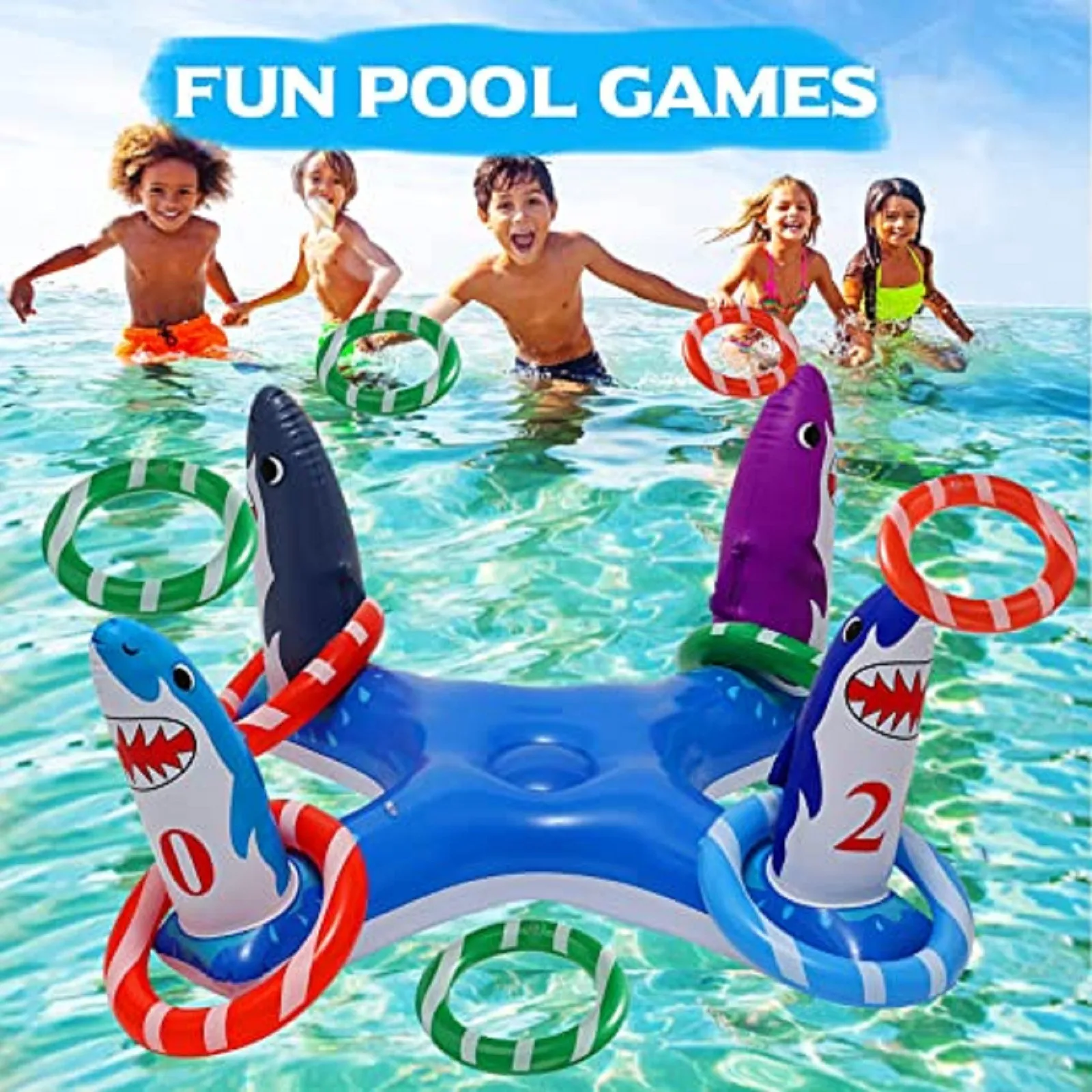 

Inflatable Christmas Ring Cross Dolphin Ring Water Ring Game Summer Toy Ring