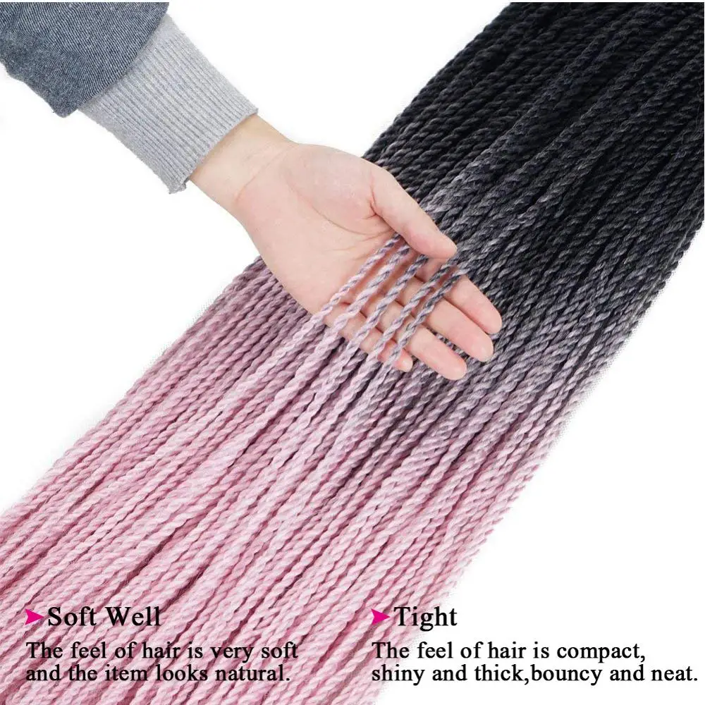 Омбре Сенегальские крученые крючки 24 дюйма синтетические плетеные волосы для