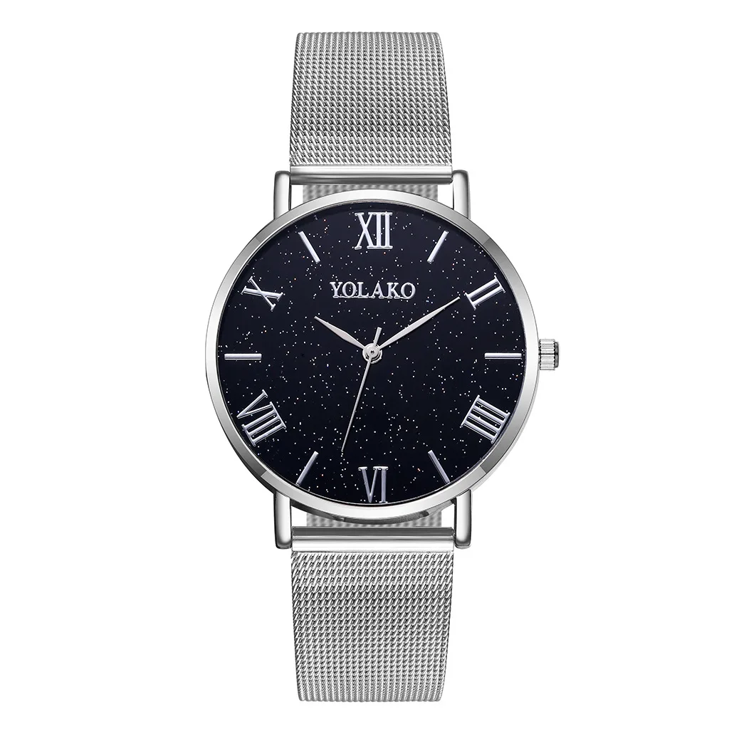 

New ultra-thin alloy mesh belt quartz watch simple Roman numerals starry sky men's and women's watches