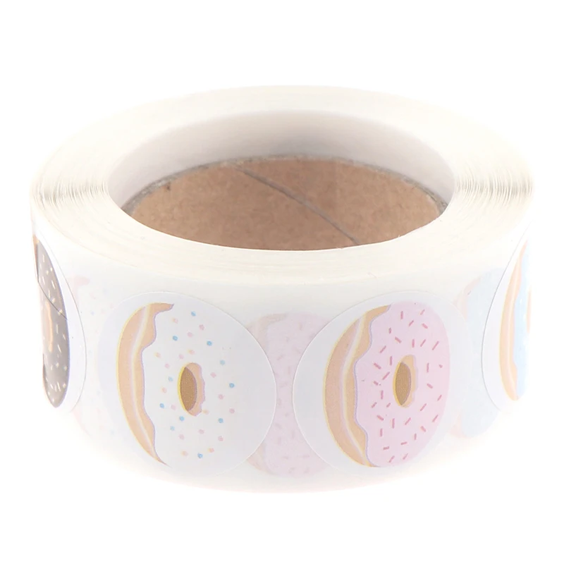 500 шт/рулон стильных наклеек с пончиками восхитительные белые наклейки ручной