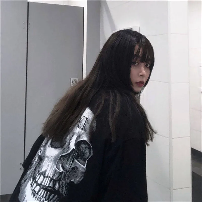

Skull t-shirt women's fashion brand 2020 punk summer European tops loose design short sleeve girls tshirt streetwear females
