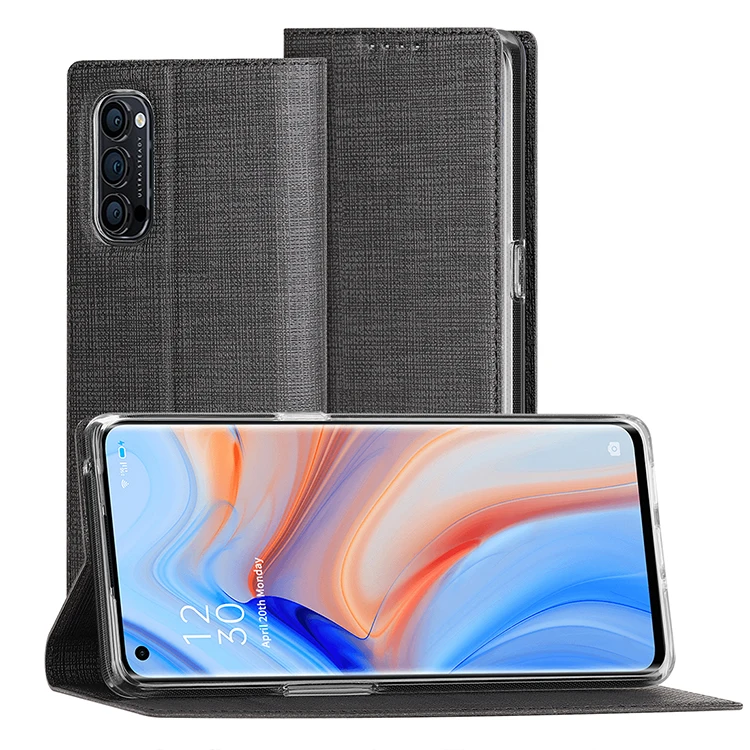 Чехол Кошелек для OPPO Reno 4 Pro кожаный флип чехол из мягкого ТПУ с откидной