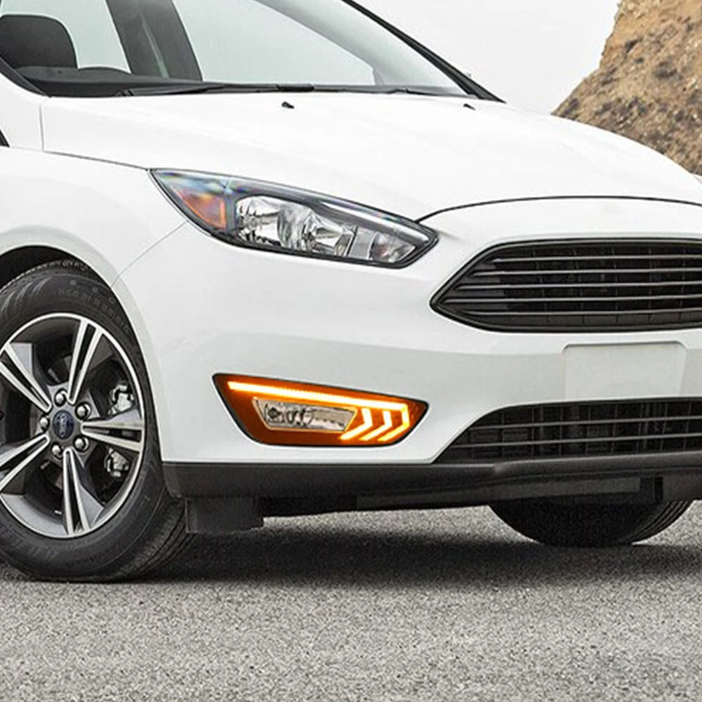 CSGJMY 2 шт. для Ford Focus 3 mk3 2015 2016 2017 2018 светодиодный DRL Противотуманные фары дневного