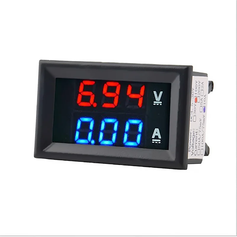 

Digital Voltmeter DC 100V 10A Voltmeter Ammeter Blue + Red LED Amp Dual Digital Volt Meter Gauge Electromobile Motorcycle Car