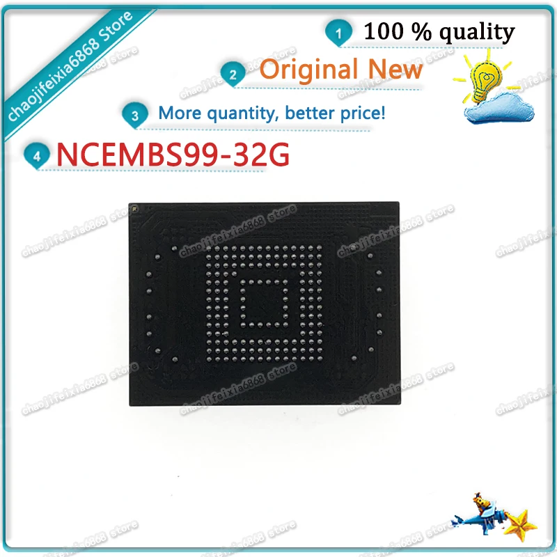 1pcs/lot! NCEMBS99-32G NCEMBS99 EMMC BGA169 NAND Flash IC 32GB Memory Store Chip Soldered Ball NEW ORIGINAL |