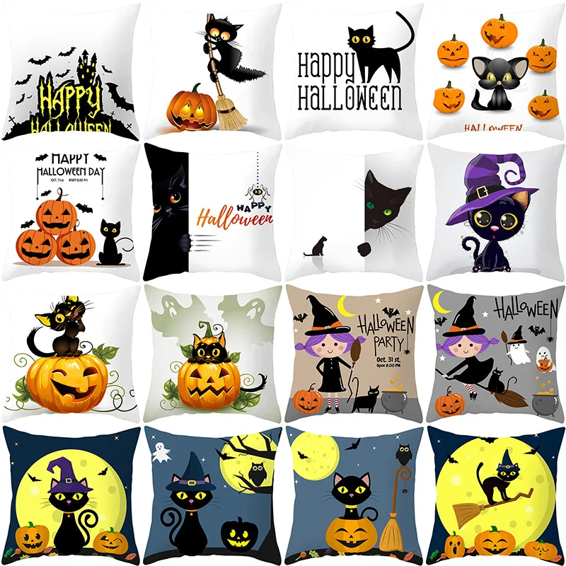 

RULDGEE 2020 Halloween Pillow Case New Pumpkin Black Cat Cushion Cover Office Lumbar Napping Artifact Cushion Pillow Case