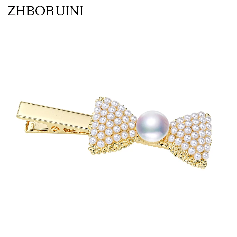 

ZHBORUINI New Natural Freshwater Pearl Hair Clip for Woman and Girls pearl Lovely Bow Hair Accessories Hair pin Wholesale Gift