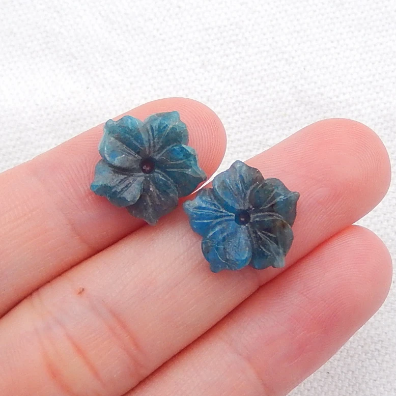 Натуральный Синий Апатит кристалл резной цветок модные серьги из бисера 14x14x4 мм 1
