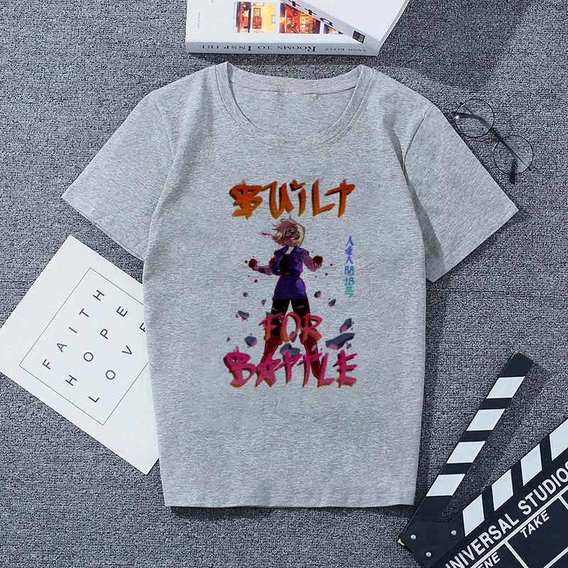 1146183 Футболка с принтом серая Повседневная Уличная мода футболки| |