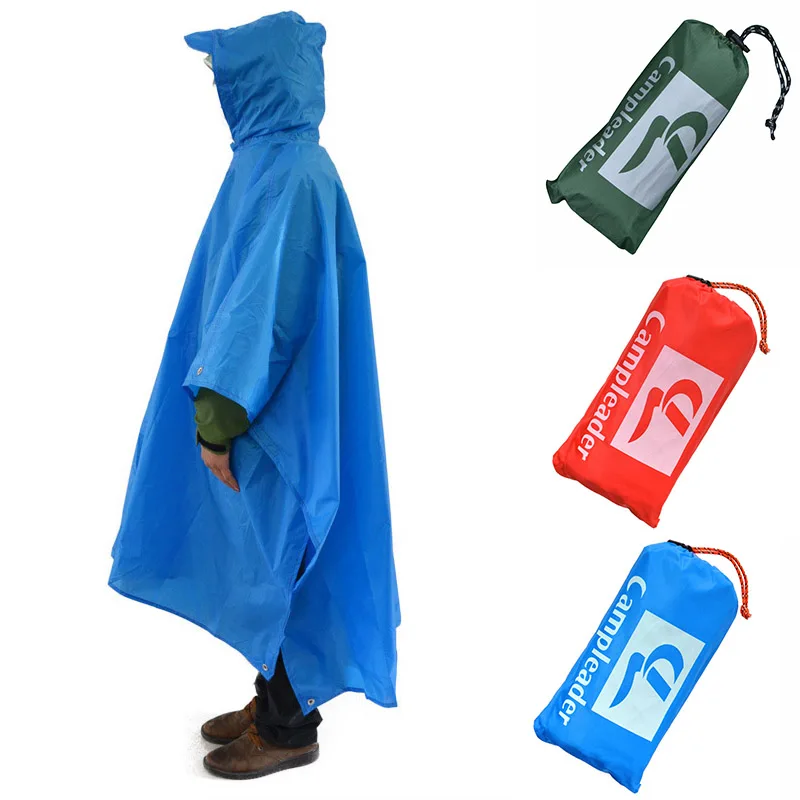 

3-in-1 Rain Coat Canopy Waterproof Cape Tent Shelter and Ground Cloth Combo Multi Purpose for Camping Accessories Portable