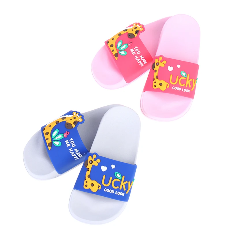

Summer Giraffe Children's Slippers For Boys Girls Slippers PVC Soft Bottom Non-slip Beach Sandals Kids Home Bathroom Flip Flops