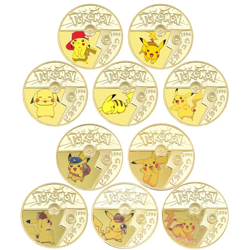 

Позолоченные монеты Pokemon, сувенир, подарок, художественная коллекция, монета физического Пикачу, Рождественская игрушка, подарки для взросл...