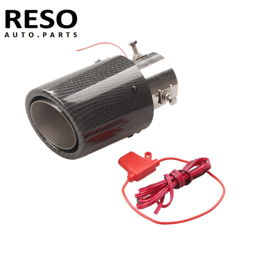 

Универсальный автомобильный модифицированный глушитель RESO, 35-63 мм, из углеродного волокна, со светодиодной подсветкой