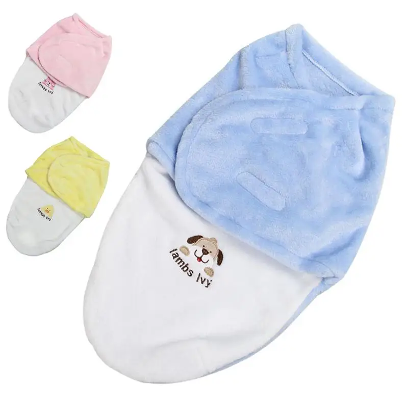 

Конверт-кокон с вышивкой для новорожденных, пеленка, детское мягкое Флисовое одеяло, осенне-зимний простой спальный мешок с защитой от удар...