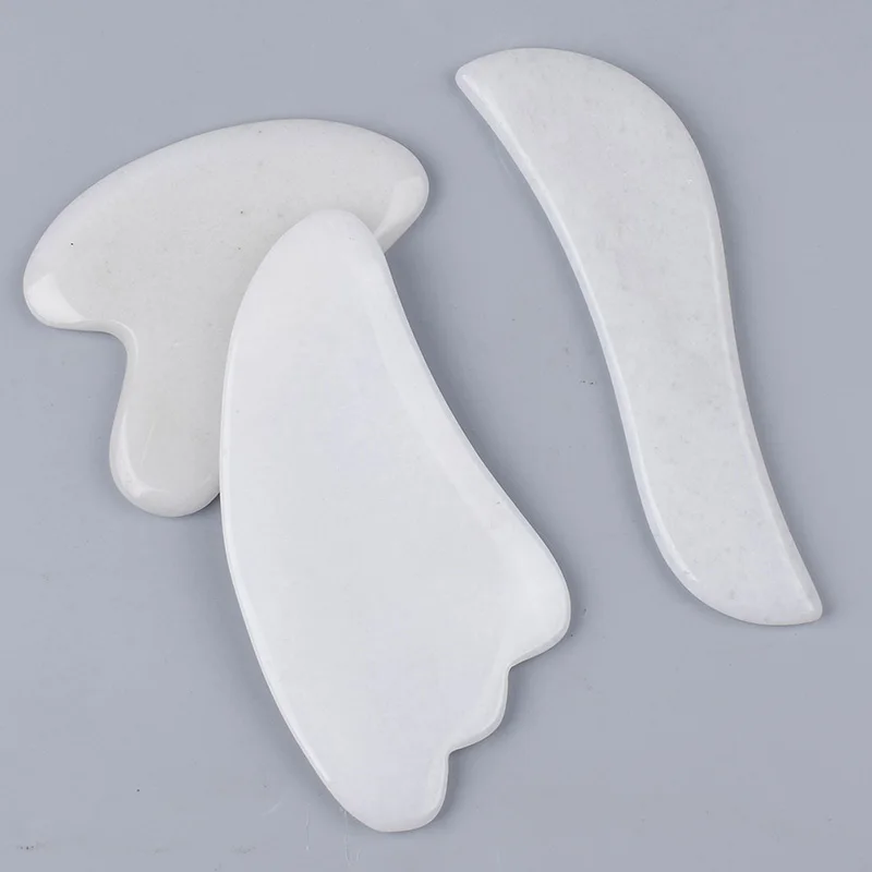 Инструменты для массажа лица Jade Gua sha скребок кузова с натуральным белым нефритом
