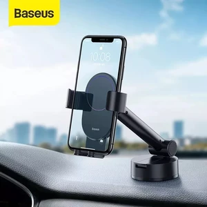 baseus universal car phone holder suction base gravity phone mount automatic locking stand in car retractable phone holder free global shipping