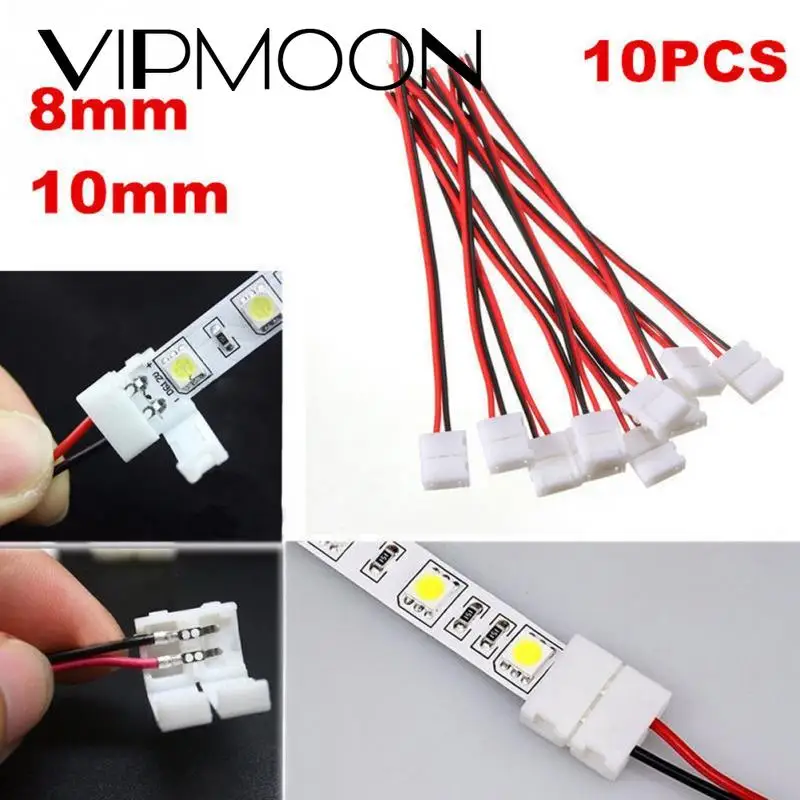10 Pcs 2 Pin Power 8mm 10mm LED Strips Lights Connector Splice Clip For SMD 3528 5050 5630 LED Strip Lamps Lights Bar Conector
