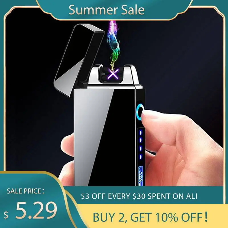 Ветрозащитный Электрический двойной дуги USB Зажигалка Перезаряжаемые