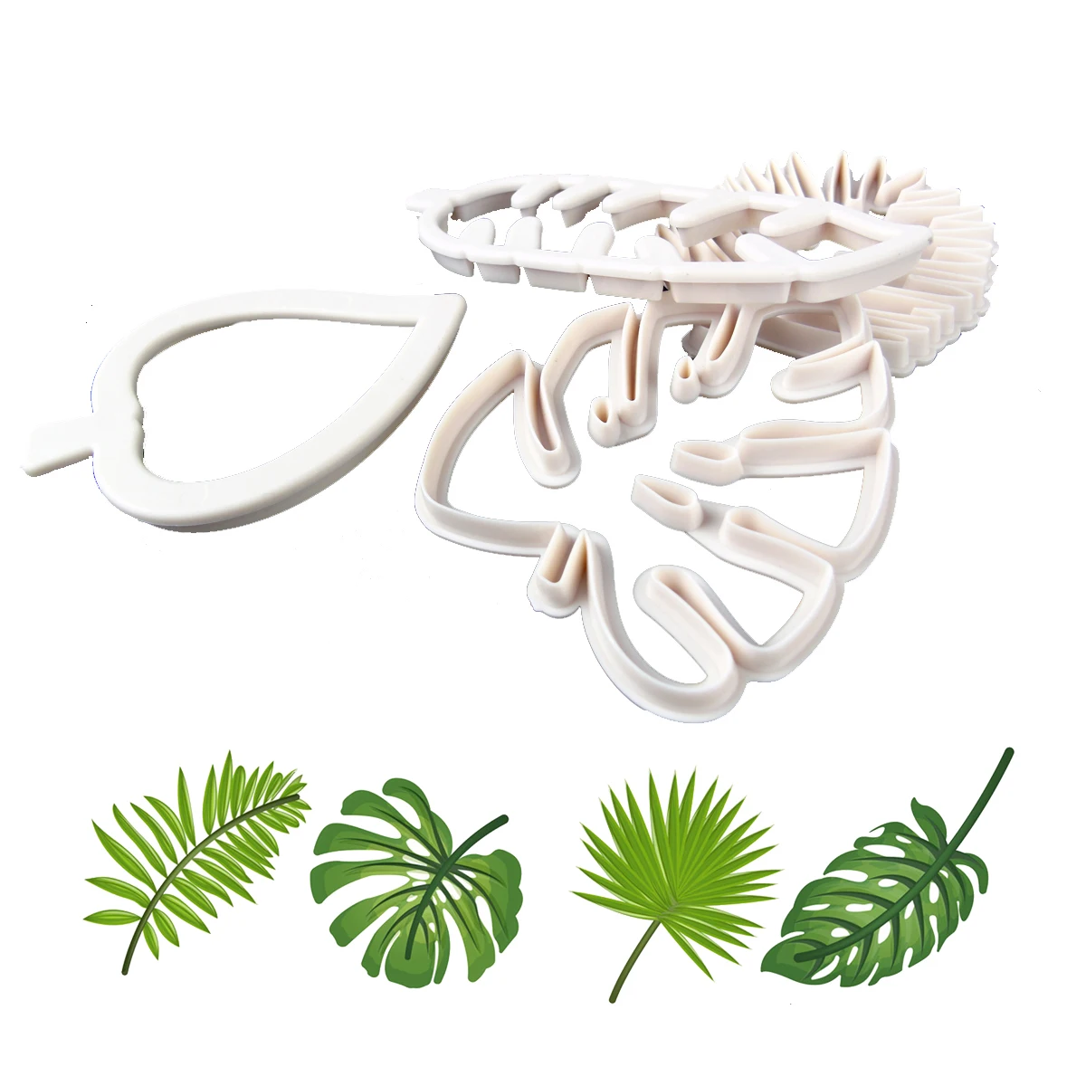 

4Pcs Tropical Plants Leaf Cookie Cutters Moulds Fondant Biscuit Pastry Cake Forms Christmas Kitchen Baking Decorating Tools