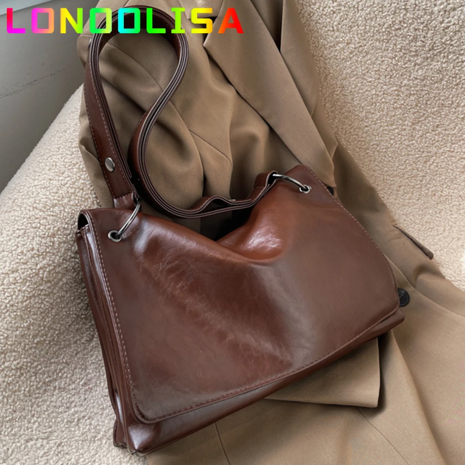 

Vintage Fashion Soft PU Leather Big Crossbody Bags for Women 2021 Hit Winther Shoulder Handbags and Purses Casual Brand Designer