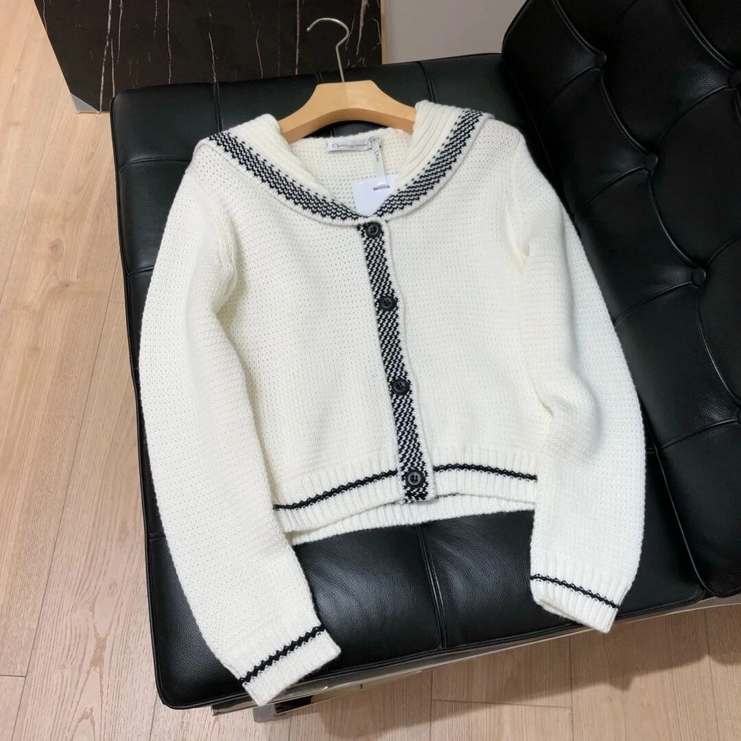 

Женский трикотажный кардиган с буквенным принтом, небольшой кардиган контрастных цветов, короткий жакет темно-синего цвета, 2021