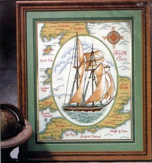 

Sailboat Mapping the Seas landscape Top Quality Cross Stitch Kits 14CT Unprinted Sewing Kit Embroidered Art Handmade Home Decor