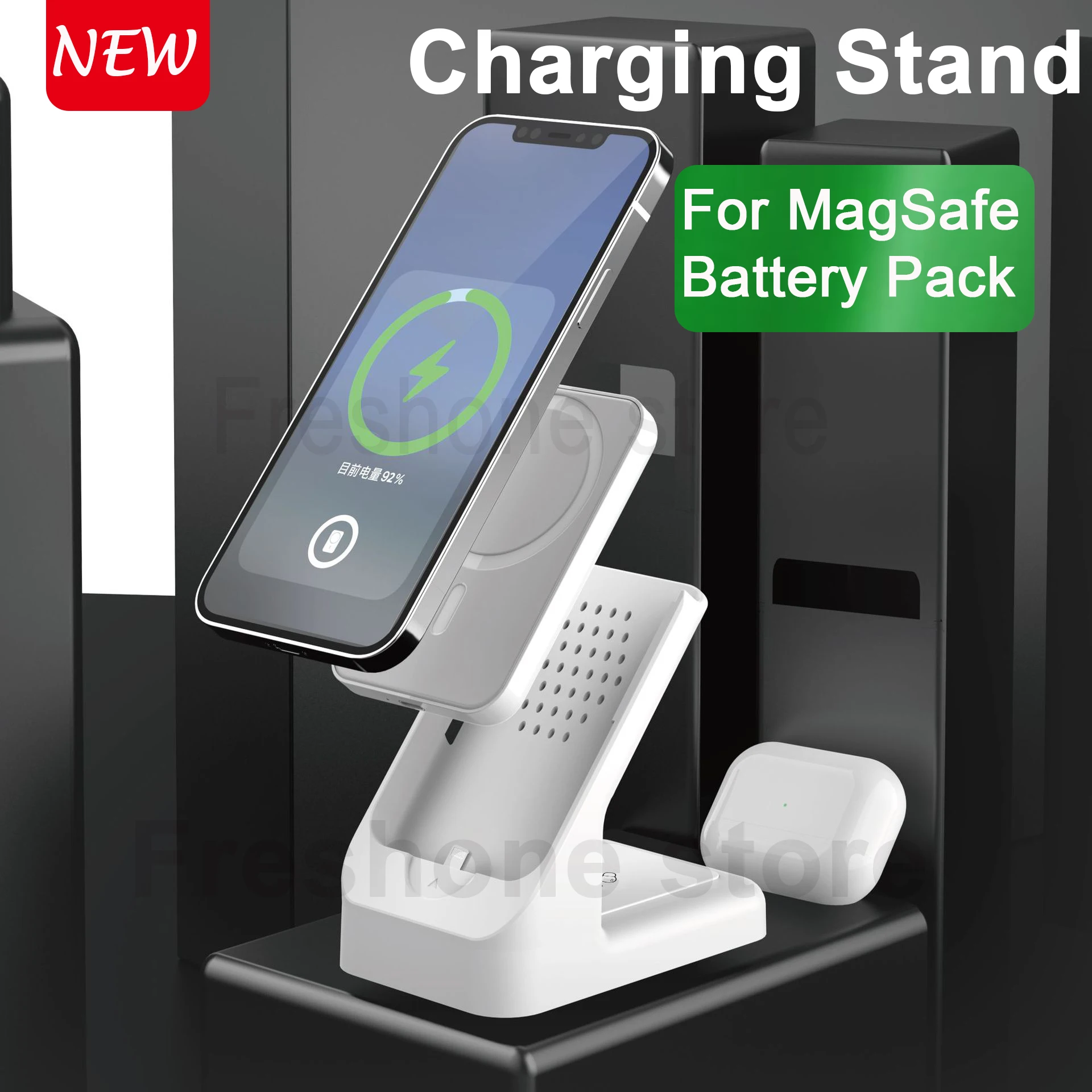 

15 Вт Быстрая зарядка для аккумулятора MagSafe, защитный чехол, держатель для телефона, настольное крепление, подставка для зарядного устройств...