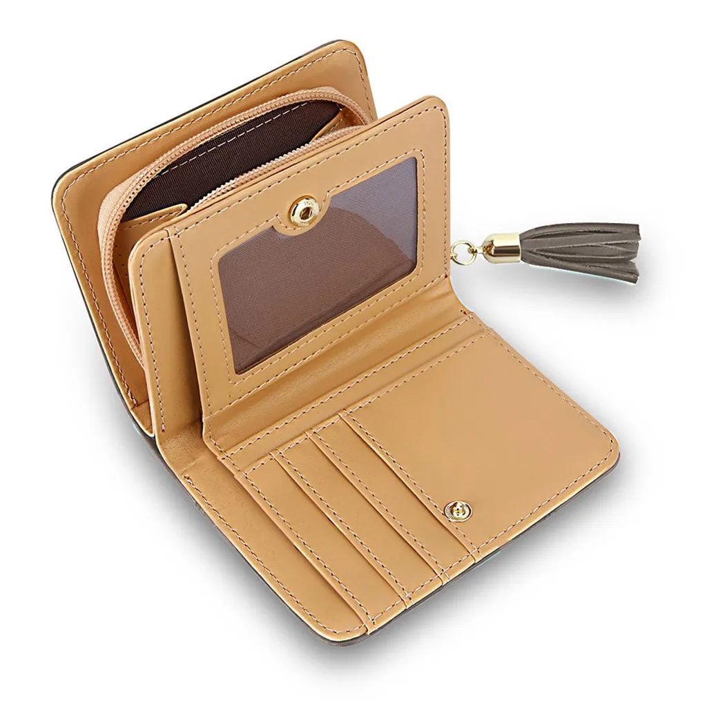 Women Vintage Short Style Student Card Wallet Multi-function Folding Tassel Coin Purse Pouch Key Holde Joker Bags | Багаж и сумки