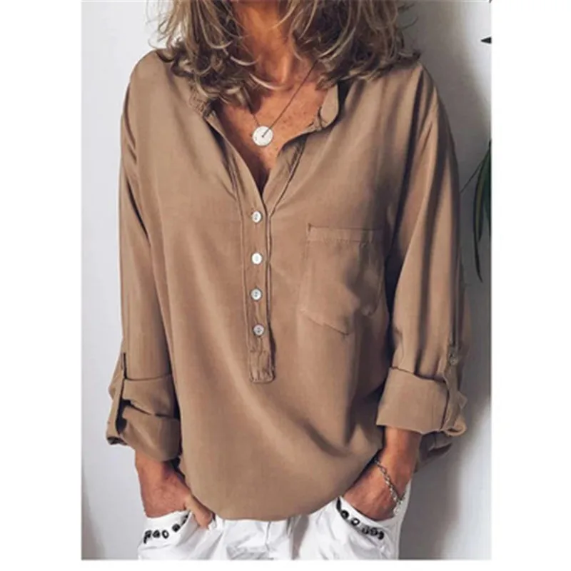 

Women's Casual Printed Blouse Female Long Sleeve V Neck Button Loose Shirts Blusas Camisetas Verano Mujer 2019