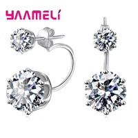 new arrival round cz diamond earrings for women girls gift fine 925 sterling silver super shining wedding engagement pendientes