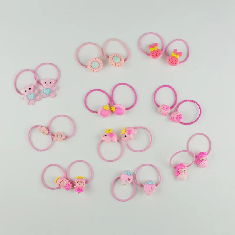 Резинки для волос 20 шт. мультяшные эластичные резинки с цветочным рисунком