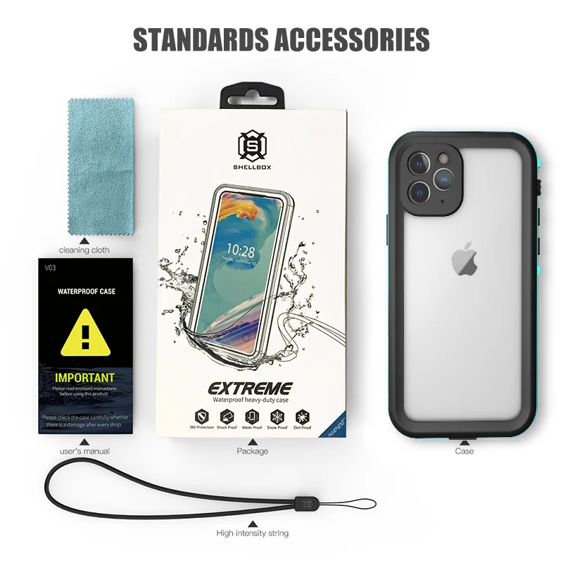 

for iPhone 11 X XR Xs Pro Max SE 2020 Case, 3M IP68 Waterproof Shockproof Outdoor Diving Case Cover For iPhone XS XR