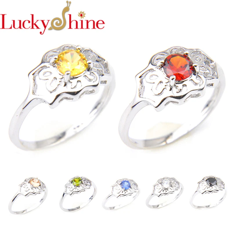 Фото Luckyshine модные аксессуары для женщин кольца декоративная рамка выдалбливают круглые красочные кольца с драгоценными камнями юбилейная свадьба №1