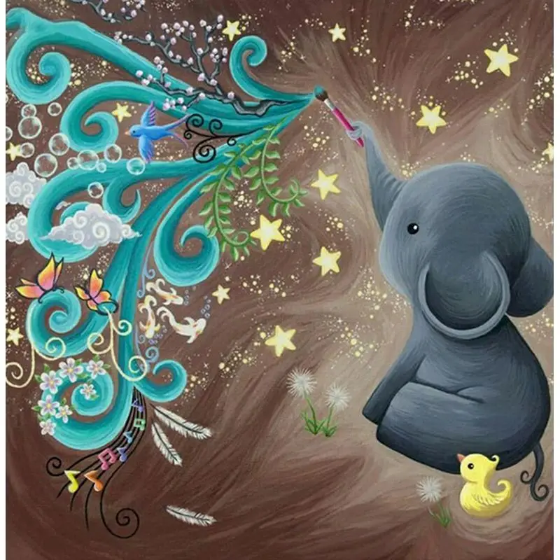 

5D Diamond Painting Elephant Full Square Round Drill Diy Diamond Embroidery Cartoon Cross Stitch Kits Landscape Sale Home Decor