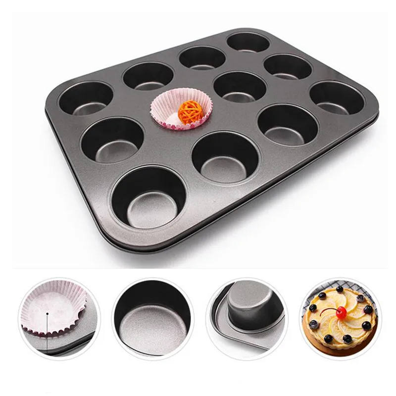 

12 Hole Bakery Molds Carbon Steel Baking Pan For Pastry Cake Form For Cupcake Muffin Mold Cup Cupcake Pan Muffin Tray Mold